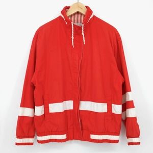 Vintage PA Originals Colorblock Windbreaker Jacket Retro Stripes Red White Sz M